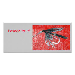 Carte Publicitaire "Black Gnat" mouche mouillée liant l'art de pêche 