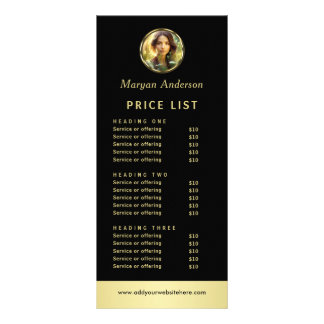 Carte Publicitaire Black & gold design, Logo or Photo in gold circle,