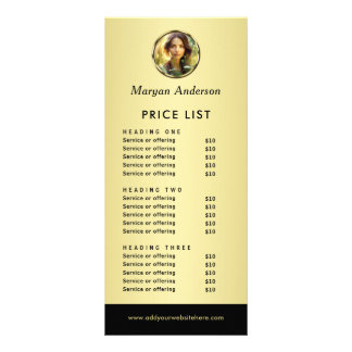 Carte Publicitaire Black & gold design, Logo or Photo in gold circle,