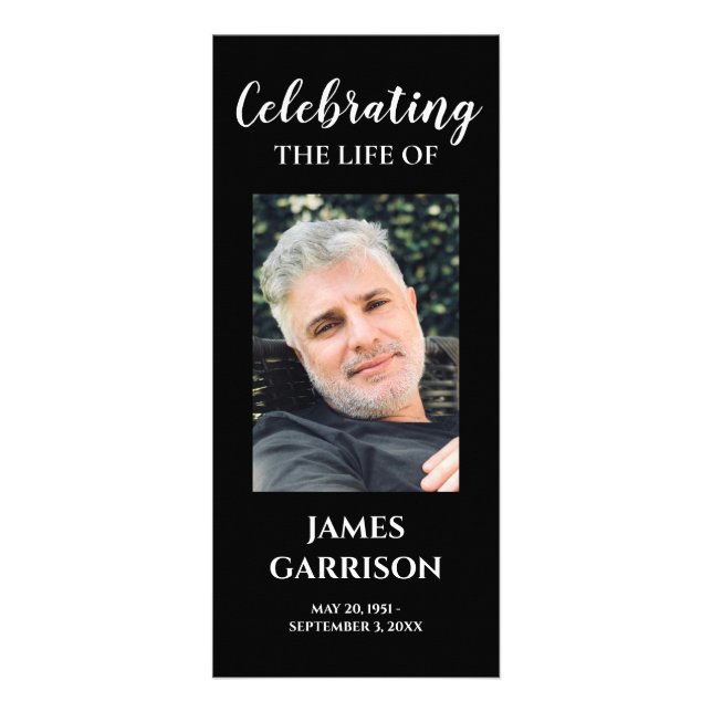 Carte Publicitaire Black Photo Celebration of Life Memorial Program (Devant)