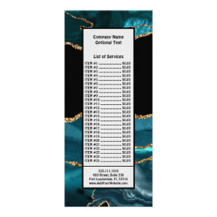 Carte Publicitaire Bleu Marbre Agate Glamour Noir Golden Parties scin
