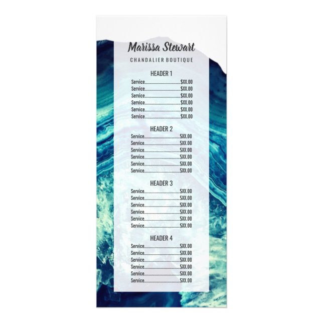 Carte Publicitaire Bleu Turquoise Agate Géode Pierre Rose Gold (Devant)