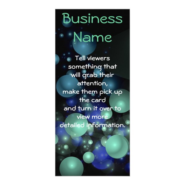 Carte Publicitaire Blue Green Bubbles Abstract (Devant)