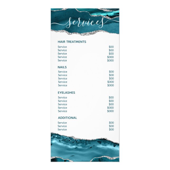 Carte Publicitaire Blue Silver Parties scintillant Moderne Chic Servi (Dos)