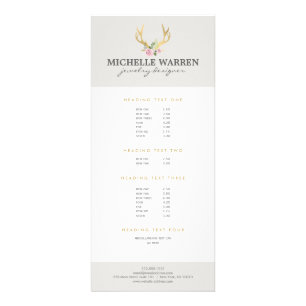 Carte Publicitaire Bohème Antlers en or avec Fleurs II