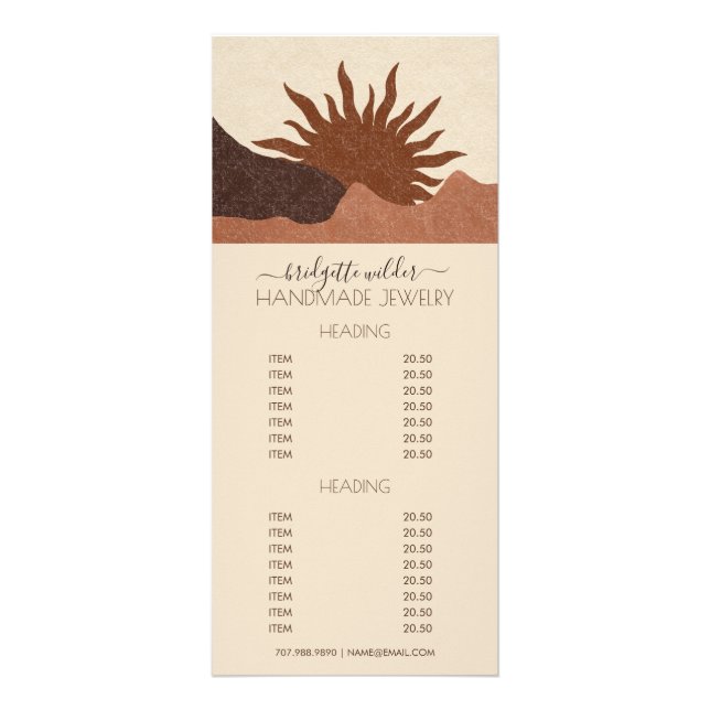Carte Publicitaire Boho Terracotta Sable Soleil Bijoux artisanal (Devant)