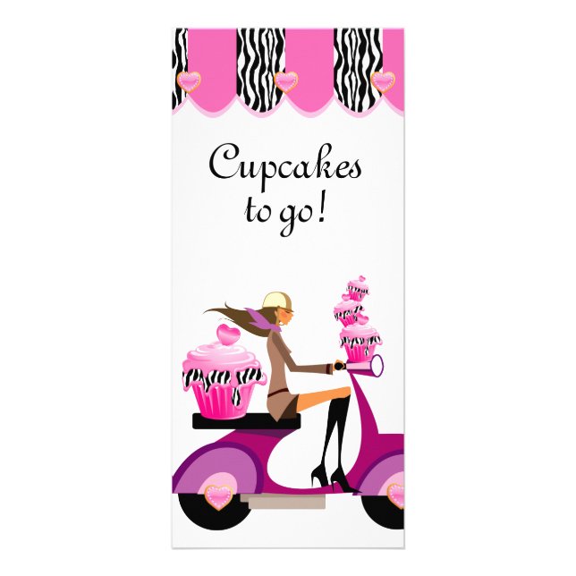 Carte Publicitaire Boulangerie Cupcake Scooter Pink Zebra (Devant)