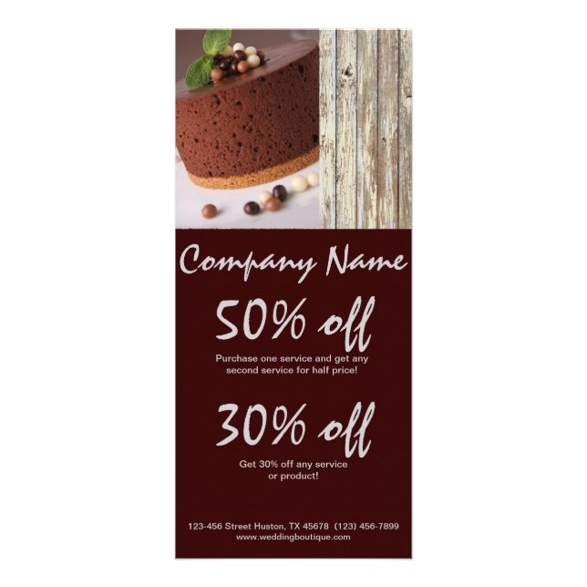 Carte Publicitaire boulangerie rustique de gâteau de chocolat de (Devant)