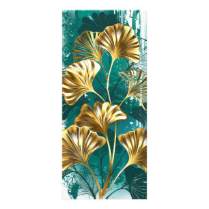 Carte Publicitaire Branche avec Feuilles d'or Ginko Biloba