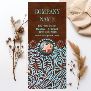 Carte Publicitaire brun turquoise western pays à outils cuir