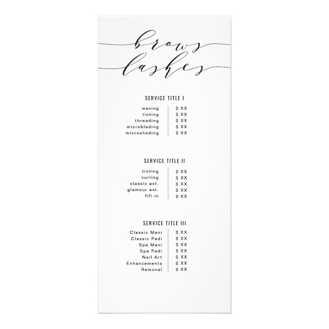 Carte Publicitaire Calligraphie moderne noir et blanc Sourcils et cil (Devant)