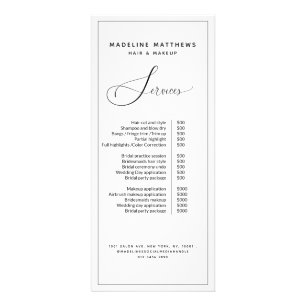 Carte Publicitaire Calligraphie moderne Salon noir blanc Liste des pr