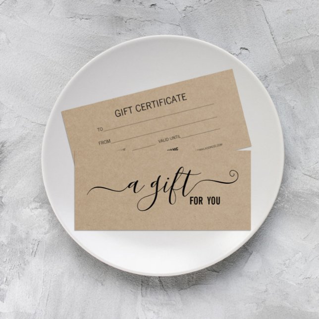 Carte Publicitaire Certificat cadeau Kraft minimaliste moderne (Créateur téléchargé)