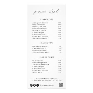 Carte Publicitaire Chic Calligraphie Simple Elégant Tarif