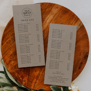 Carte Publicitaire Chic Faux Kraft Logo Liste des prix professionnels