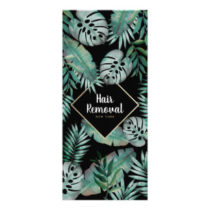 Carte Publicitaire Chic gold black tropical price list salon services