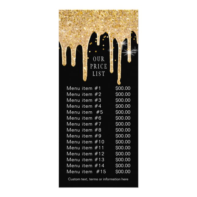 Carte Publicitaire Chic Gold Parties scintillant Drives Black Busines (Devant)