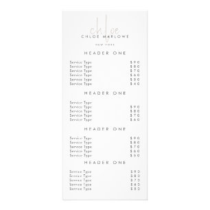 Carte Publicitaire Chic Hair Styliste Beauté Salon Tarifs