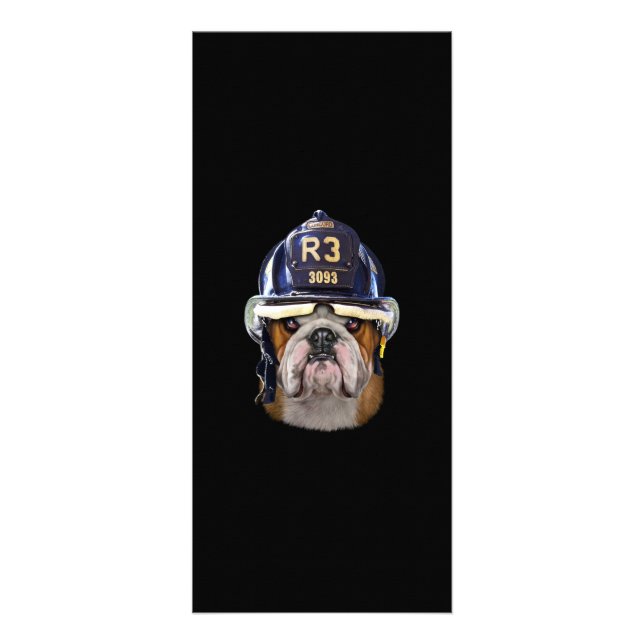 Carte Publicitaire Chien de taureau anglais grognon portant un casque (Devant)