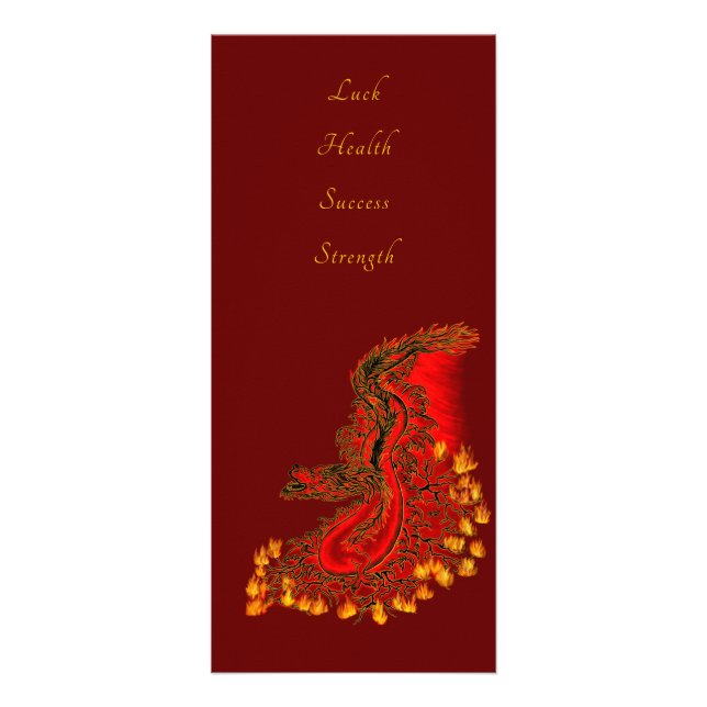 Carte Publicitaire Chine Dragon en rouge et or design (Devant)