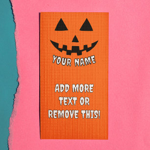 Carte Publicitaire Citrouille Personnalisée Halloween Votre Nom & Tex
