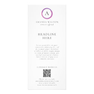 Carte Publicitaire Code QR Monogramme Rose et Violet Entreprise Moder