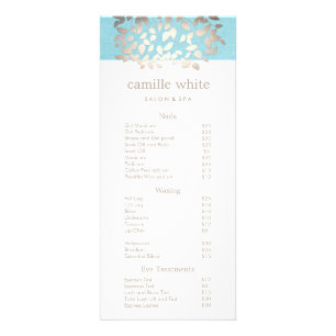 Carte Publicitaire Cosmetologie Feuille d'argent Salon Liste des prix