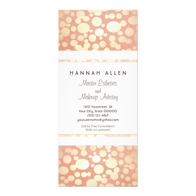 Carte Publicitaire Cosmetologie Spa Gold Cercles Linen Look Rack Card (Devant)