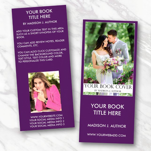 Carte Publicitaire Couverture du livre Romance Writer | Retour photo  (Customize to change text size, style, background color and more.)