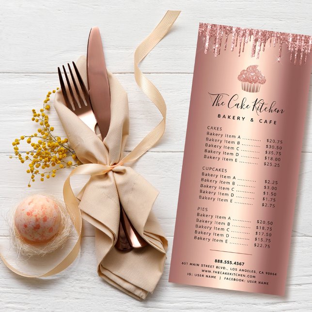 Carte Publicitaire Cupcake Rose Gold Cuivre Parties scintillant Boula (Créateur téléchargé)