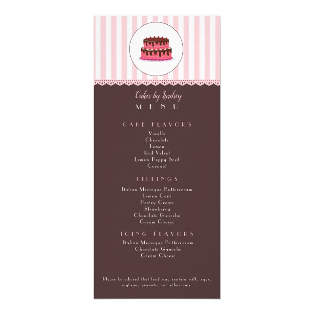 Carte Publicitaire Décorateur de gâteau PINK boulangerie BROWN CUTE (Devant)