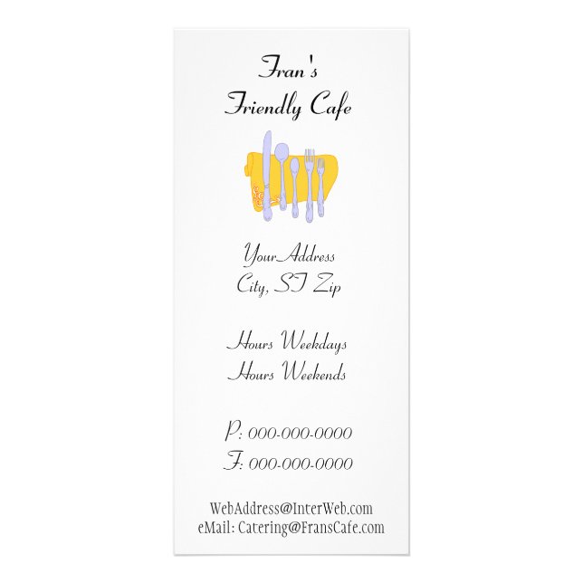 Carte Publicitaire Dinnerware Custom Restaurant Publicité Modèle (Devant)