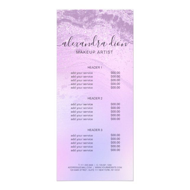 Carte Publicitaire Elégant artiste maquillage en parties scintillant  (Devant)