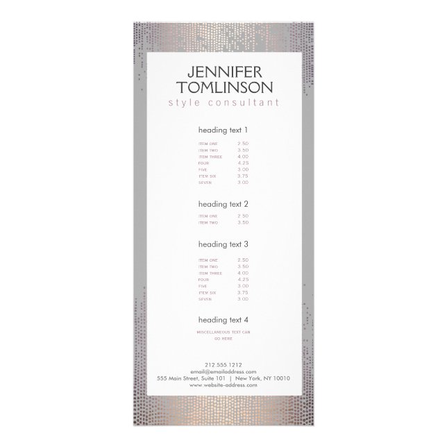 Carte Publicitaire Elégant Blush Confetti Pluie Motif Gris (Devant)