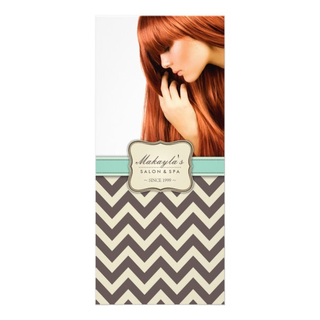 Carte Publicitaire Elégant Chevron moderne Brown, vert et beige (Devant)