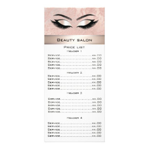 Carte Publicitaire Elégant cils & sourcils rose marbre d'or