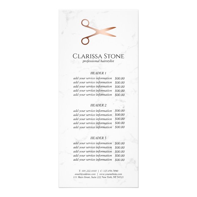 Carte Publicitaire Elégant ciseaux d'or rose moderne coiffeur (Devant)