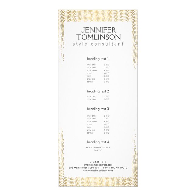 Carte Publicitaire Elégant Faux Gold Confetti Dots Motif (Devant)
