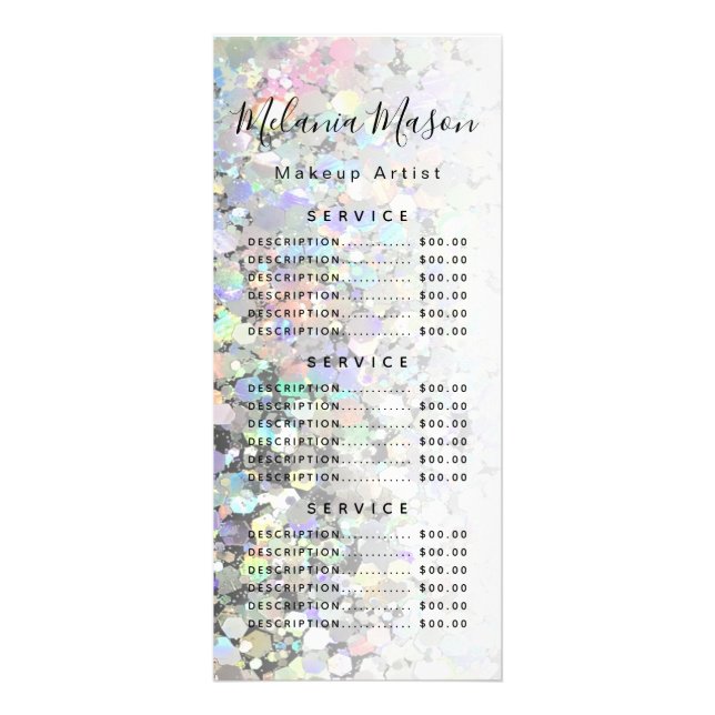 Carte Publicitaire Élégant Holographe Parties scintillant maquillage  (Devant)