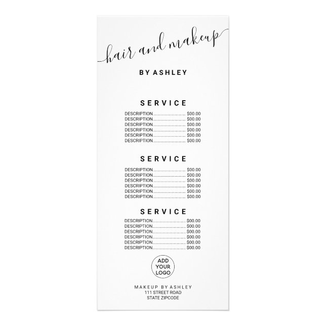 Carte Publicitaire élégant logo typographie maquillage cheveux noir b (Devant)