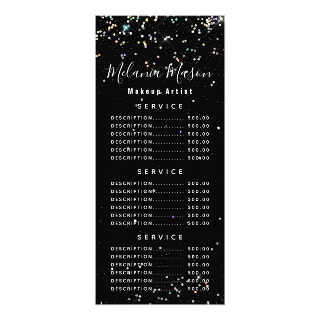 Carte Publicitaire Elégant maquillage Holographique Parties scintilla (Devant)