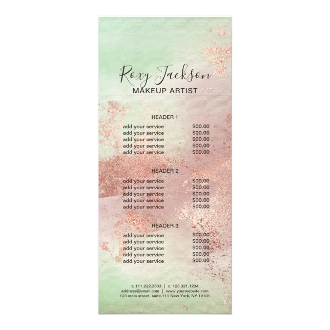 Carte Publicitaire Elégant peintre de maquillage d'or rose moderne (Devant)