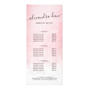 Carte Publicitaire Elégant peintre de maquillage en marbre blanc rose
