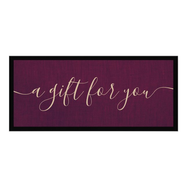 Carte Publicitaire Élégant Purple Signature Script Certificat cadeau (Devant)
