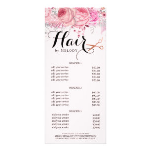 Carte Publicitaire Elégant rose en cuivre ciseaux en or coiffeuse