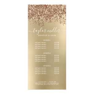 Carte Publicitaire Elégant rose or parties scintillant maquillage & c
