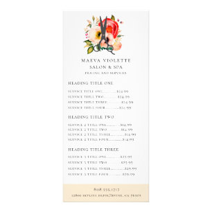 Carte Publicitaire Elégant Salon Floral Ciseaux Service / Prix