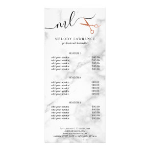 Carte Publicitaire Elégante coiffeuse rose en cuivre