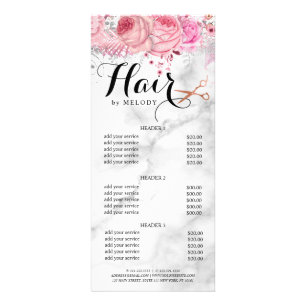 Carte Publicitaire Elégante coiffeuse rose en cuivre