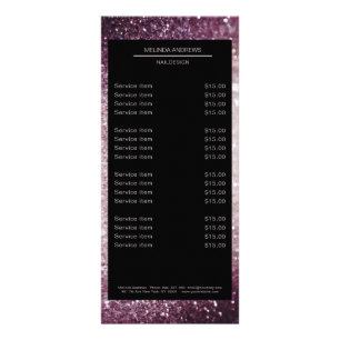 Carte Publicitaire Elégante Parties scintillant Silver Lila Pricelist